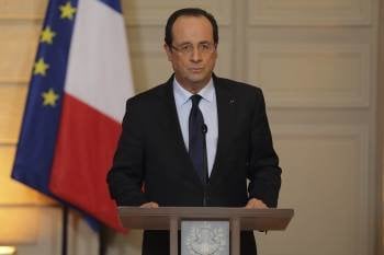 François Hollande, durante su comparecencia pública en el Palacio del Elíseo. (Foto: PHILIPPE WOJAZER)