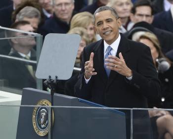 El presidente estadounidense, Barack Obama, pronuncia su discurso tras jurar su cargo. (Foto: FOTOS: JUSTIN LAN)
