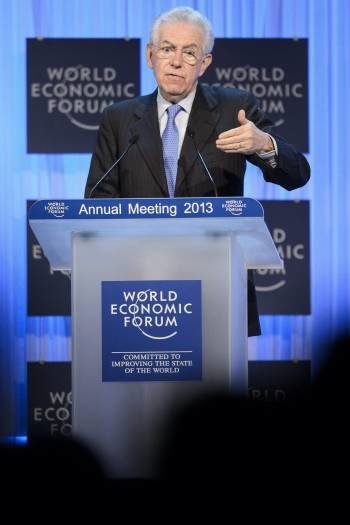 El primer ministro italiano Mario Monti, en la sesión de apertura del Foro Económico Mundial. (Foto: LAURENT GILLIERON)