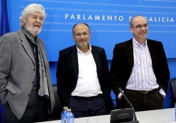 Los portavoces de los grupos, Xosé Manuel Beiras, de AGE, Abel Losada del PSOE y Francisco Jorquera, del BNG, 
