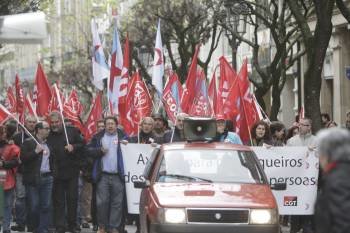Manifestación de los trabajadores de Novagalicia Banco en Ourense. (Foto: MIGUEL ANGEL)