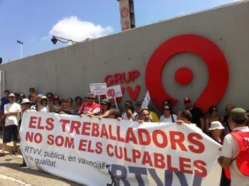 Una de las manifestaciones de los trabajadores de la Televisión Valenciana.