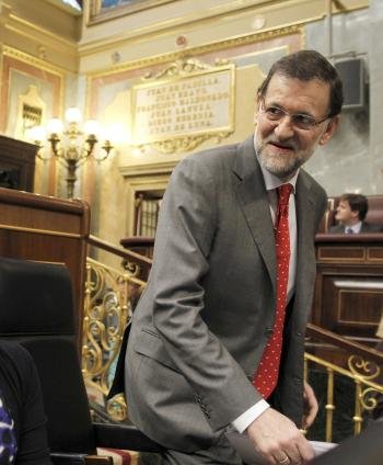El presidente del Gobierno, Mariano Rajoy, al inicio hoy de la sesión de control al Ejecutivo del pleno del Congreso.