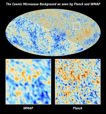 Imagen capturada por el telescopio espacial Planck de la primera luz del Universo.