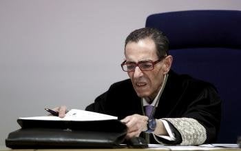  El magistrado Alfonso Guevara en la Sala de lo Penal de la Audiencia Nacional, donde se ha citado hoy a las partes personadas en el caso de los papeles de Bárcenas.