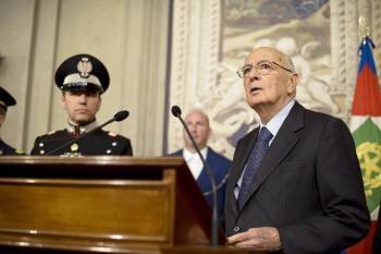 Napolitano, al inicio de su comparecencia pública el pasado sábado en el Quirinal. (Foto: GUIDO MONTANI)