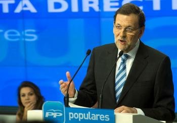 Fotografía facilitada por el PP del presidente del Gobierno, Mariano Rajoy, durante su intervención hoy en la reunión de la Junta Directiva Nacional de los populares.
