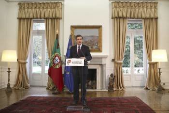Passos Coelho durante el discurso televisado que dirigió ayer a los portugueses. (Foto: MARIO CRUZ)