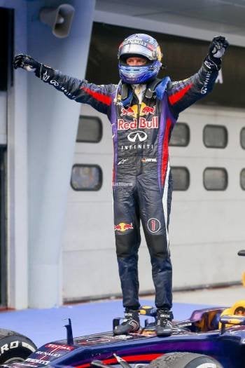 Sebastian Vettel celebra una victoria.