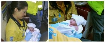 Fotografía facilitada por Emergencias Madrid de Lady, la niña nacida poco antes de las nueve de esta mañana en la plaza de la Cibeles de Madrid. 