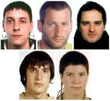 Fotografías de archivo de cinco de los detenidos.