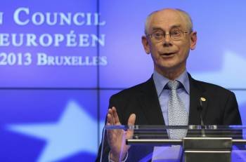 El presidente del Consejo Europeo, Herman Van Rompuy, tras finalizar la cumbre. (Foto: OLIVIER HOSLET)