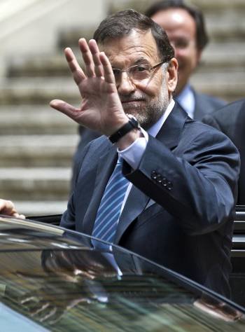 Rajoy, el pasado martes, tras su visita a la Biblioteca Nacional. (Foto: EMILIO NARANJO)