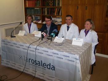 Iria Martínez, Rafael Silva, José Codesido y María José López Rubira, en la presentación en La Rosaleda.