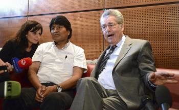 EL dirigente boliviano, Evo Morales y el presidente austriaco, Heinz Fischer. (Foto: H.F.)