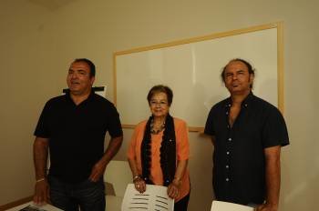 Manuel Solveira, Victoria Lamas y Gerardo San Juan, presentando las movilizaciones. (Foto: M. PINAL)