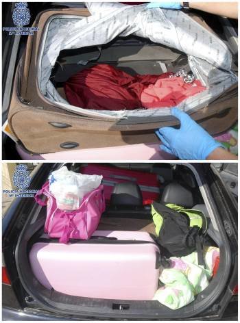 Imagen de la maleta donde la Policía Nacional encontró a la niña de trece años.