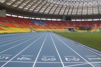El tartán azul del estadio Luzhnikí moscovita. (Foto: EFE)