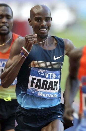 Mo Farah en pleno esfuerzo durante la carrera en Mónaco en la que batió el récord de Europa de 1.500m de Fermín Cacho con una marca de 3:28.81. (Foto: EFE )