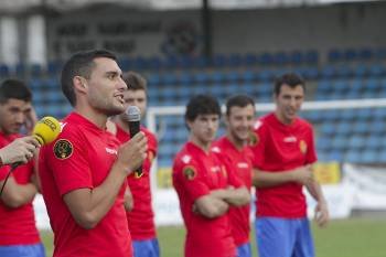 Yosu, capitán del Ourense, durante la presentación del equipo. (Foto: MIGUEL ÁNGEL)