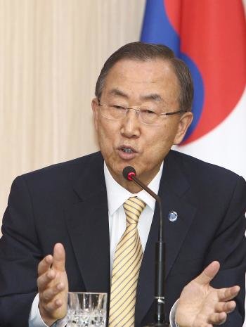 El secretario general de la ONU, Ban Ki-Moon, durante una rueda de prensa en Seúl (Corea del Sur) (Foto: EFE)
