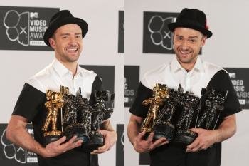 Justin Timberlake, con sus premios (Foto: EFE)