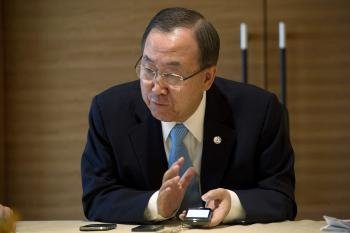 El secretario general deNaciones Unidas, Ban Ki-Moon, durante una reunión. (Foto: EFE )