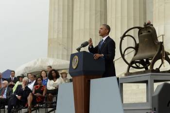 Obama pronuncia su discurso en la conmemoración del 50 aniversario de la Marcha en Washington. (Foto: M. REYNOLDS)