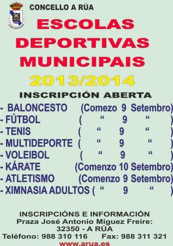 Cartel informativo de las escuelas deportivas.