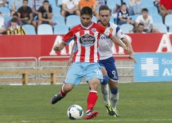 El ourensano Manu, jugador del Lugo, el sábado ante el Zaragoza.