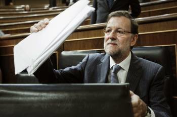 Rajoy, en la última sesión de control al Gobierno, el pasado miércoles en el Congreso. (Foto: EMILIO NARANJO)