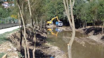 Una empresa acondiciona estos días el cauce del río Támega en Verín para evitar inundaciones.