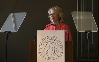Esperanza Aguirre, en su conferencia ayer en Barcelona. (Foto: A. GARCÍA)