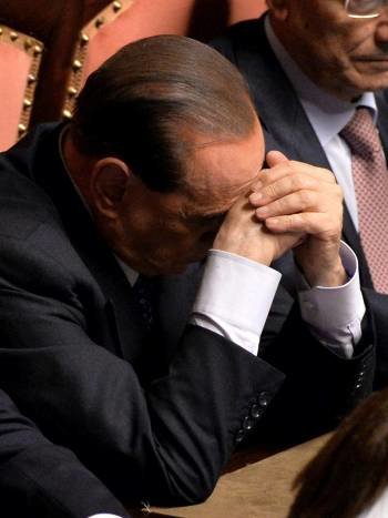 Berlusconi, durante la intervención del primer ministro Letta. (Foto: ETTORE FERRARI)