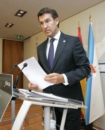 Núñez Feijóo, tras el Consello de la Xunta celebrado ayer. (Foto: XOAN REY)