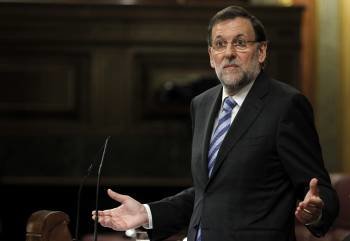 Mariano Rajoy, durante su comparecencia en el Congreso de los Diputados. (Foto: CHEMA MOYA)