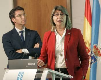 Feijóo y Quintana, en la rueda de prensa posterior al Consello. (Foto: VICENTE PERNÍA)