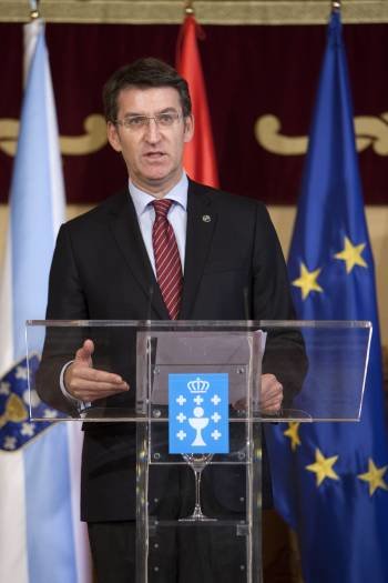 Núñez Feijóo, durante la rueda de prensa que ofreció ayer en Compostela. (Foto: ANA VARELA)