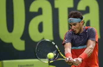 Nadal, durante la victoria en semifinales de Doha contra el alemán Gojowczyk. (Foto: ALI HAIDER)