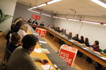 La ejecutiva nacional de Galicia del PSdeG, durante la reunión mantenida ayer en Santiago.