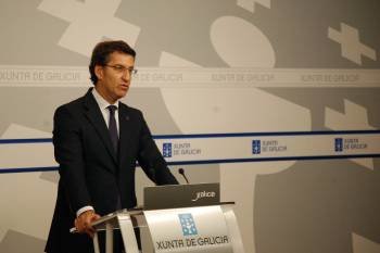 Núñez Feijóo, durante la rueda de prensa posterior al Consello de la Xunta. (Foto: VICENTE PERNÍA)