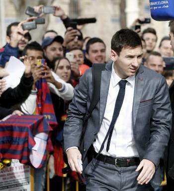 Messi, el domingo nada más llegar a Valencia. (Foto: J.C. CÁRDENAS)