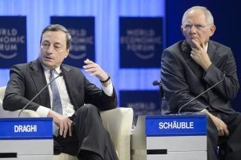Mario Draghi, durante su intervención en Davos. (Foto: LAURENT GILLIERON)