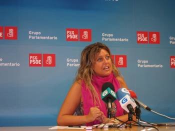 Beatriz Sestayo, secretaria general del PSOE ferrolano, en una rueda de prensa. (Foto: ARCHIVO)