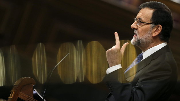El presidente del Gobierno, Mariano Rajoy, durante su intervención en la segunda jornada del debate sobre el estado de la nación.