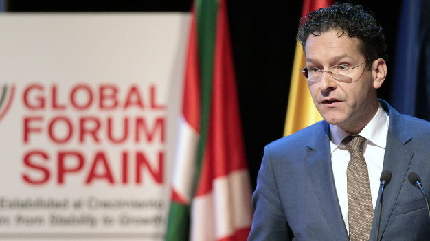 El presidente del Eurogrupo, Jeroen Dijsselbloem, durante su intervención hoy en la inauguración del Foro Económico Global España 2014