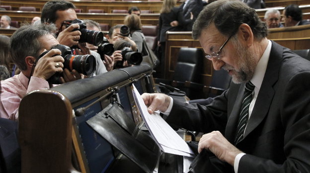  El presidente del Gobierno, Mariano Rajoy, durante la sesión de control al Gobierno