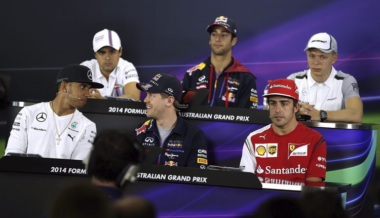Hamilton, Vettel y Alonso por delante de Massa, Ricciardo y el debutante Magnussen (SRDJAN SUKI)