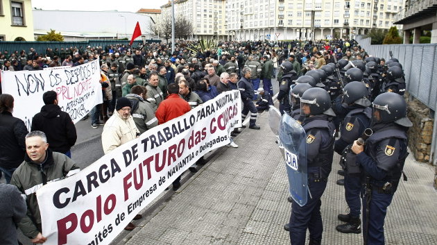 La plantilla directa y auxiliar de Navantia en la ría de Ferrol se ha manifestado 