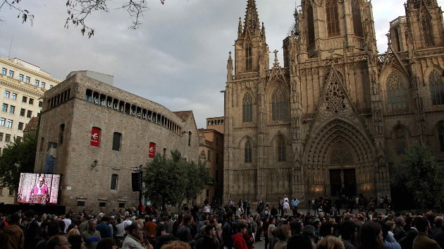 Vista general de la Catedral de Barcelona donde esta tarde se celebra la ceremonia religiosa en memoria del ex entrenador del club azulgrana Francesc &#34;Tito&#34; Vilanova